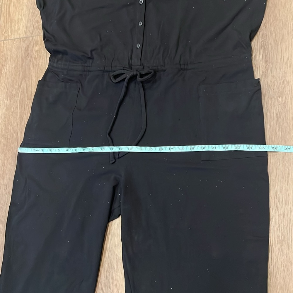 NWT Norma Kamali Black/Sparkly Jumpsuit, Pockets, XXL, Cap Sleeves - Picture 12 of 17